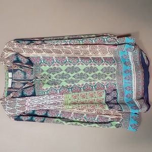 Liz Claiborne Long Sleeve Multi Pattered Blouse w Tiny Buttons Size L